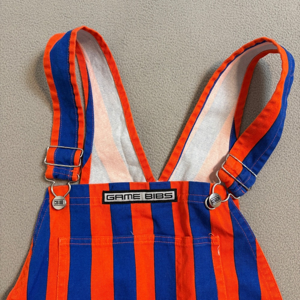 Game Bibs Orange Blue Striped Overalls Unisex Small Gameday Tailgate Cotton Bibs - Picture 4 of 9